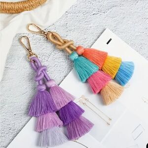 Colorful Tassel Keychain Accessory Choose From PURPLE OR MULTICOLOR
